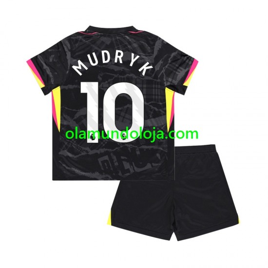 Camisola Chelsea Mychajlo Mudryk 10 Criança Equipamento Terceiro 2024-2025 Manga Curta